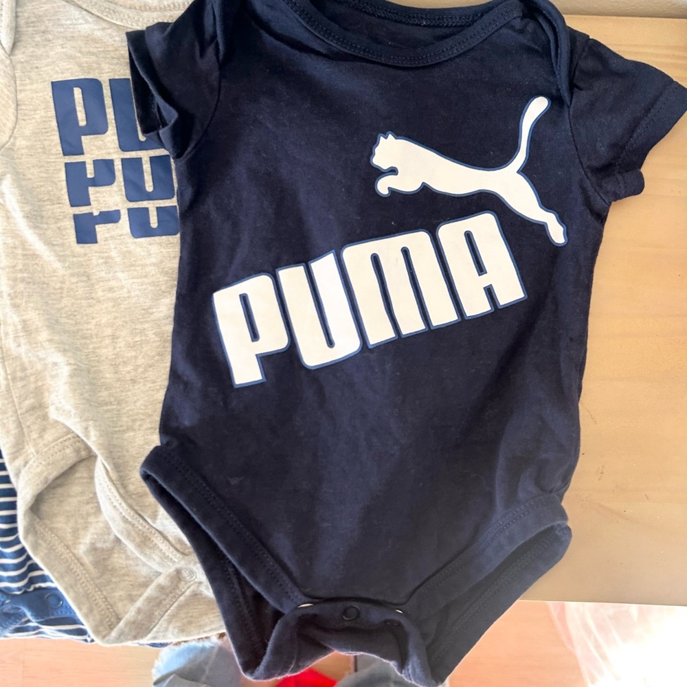 Bundle of 7 Puma 0-3 Months Blue & Gray Baby Onesie Bodysuit Set - Picture 2 of 9